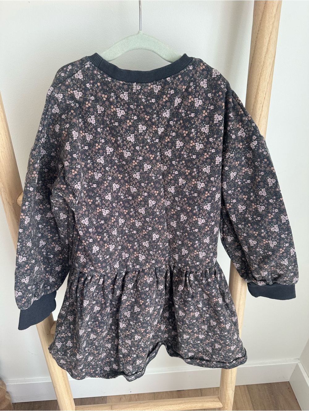 Jamie Kay Gray Sweatshirt Dress with Pink Floral Print - Picture 3 of 3